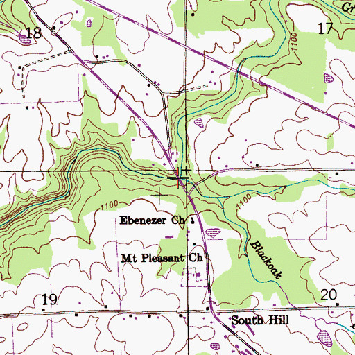 Topographic Map of Black Oak Branch, AL