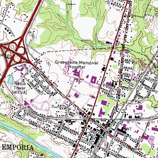 Topographic Map of Prince Squire Medical Center, VA