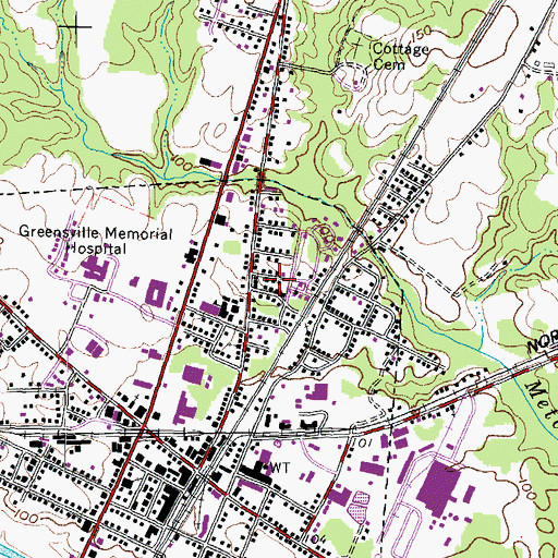 Topographic Map of White City, VA