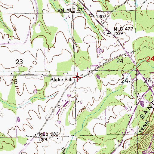 Topographic Map of Blake Junior High School, AL