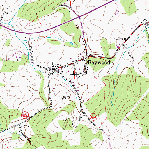 Topographic Map of Baywood Elementary School, VA