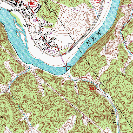 Topographic Map of Blair Ferry (historical), VA