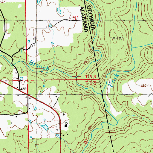 Topographic Map of Blalock Branch, AL