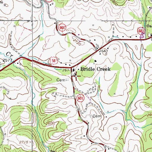 Topographic Map of Bridle Creek Elementary School, VA