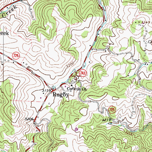 Topographic Map of Corinth Cemetery, VA