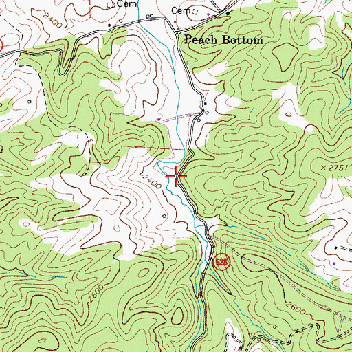 Topographic Map of Crab Orchard School (historical), VA