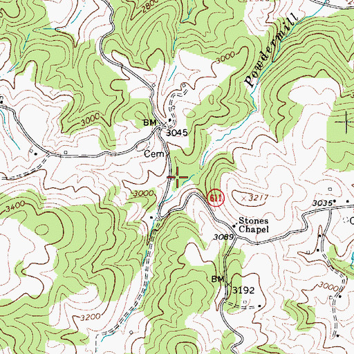 Topographic Map of Fellowship Church (historical), VA