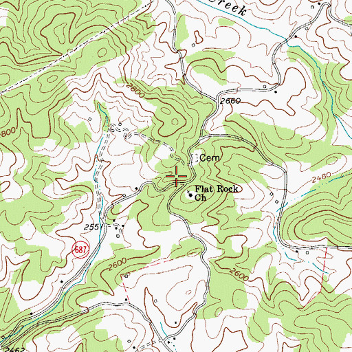 Topographic Map of Flat Rock School (historical), VA