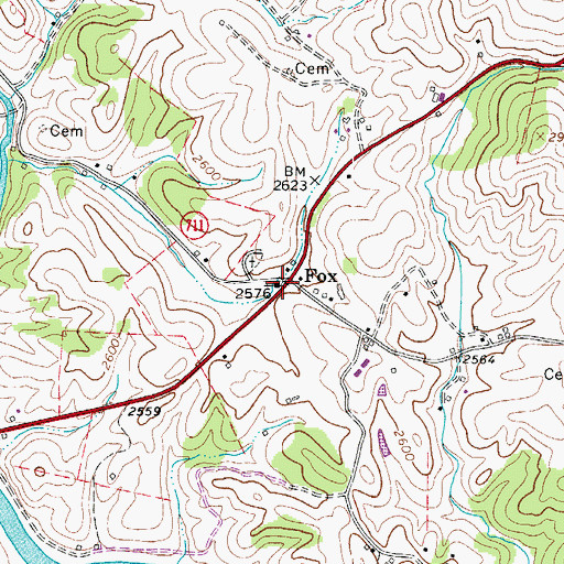 Topographic Map of Fox Union Baptist Church, VA