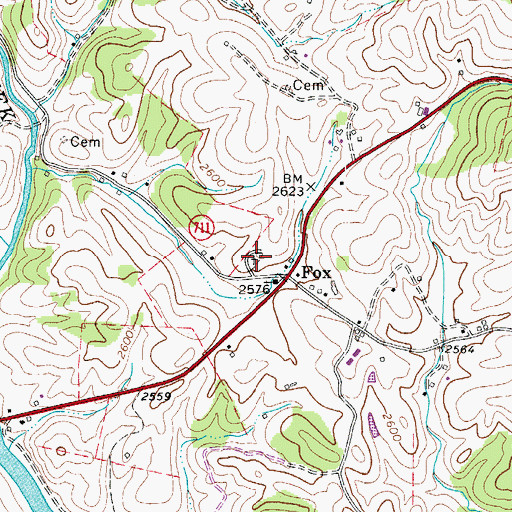 Topographic Map of Fox Union Cemetery, VA