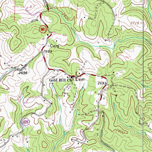 Topographic Map of Gold Hill Cemetery, VA