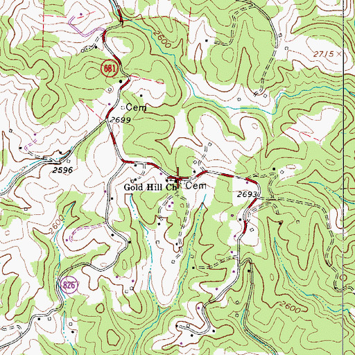 Topographic Map of Gold Hill School (historical), VA