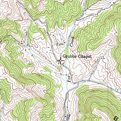 Topographic Map of Grubbs School (historical), VA