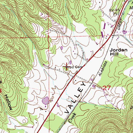 Topographic Map of Boyd Cemetery, AL