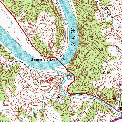 Topographic Map of J R Carico Memorial Bridge, VA