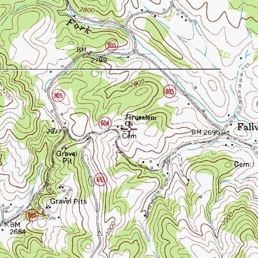 Topographic Map of Jerusalem Cemetery, VA