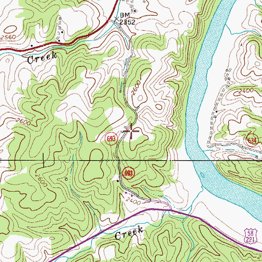 Topographic Map of Johns Creek School (historical), VA