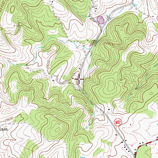 Topographic Map of Meadow Creek School (historical), VA