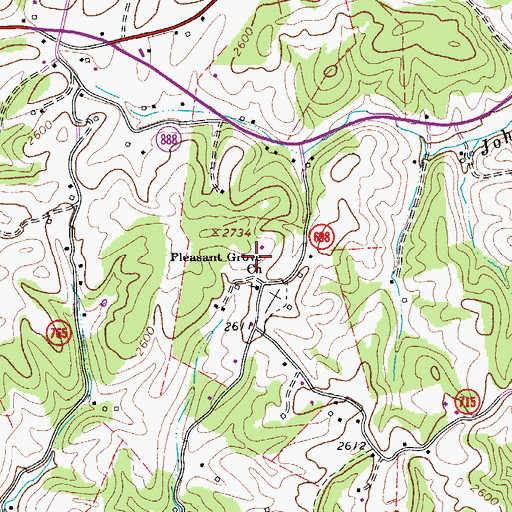 Topographic Map of Pleasant Grove School (historical), VA