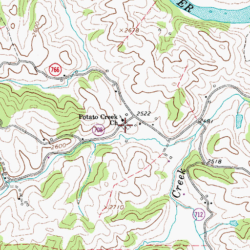 Topographic Map of Potato Creek Cemetery, VA