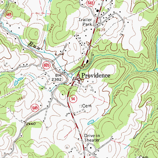 Topographic Map of Providence Church, VA
