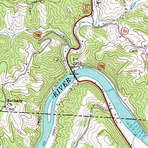 Topographic Map of R A Droughton Memorial Bridge, VA
