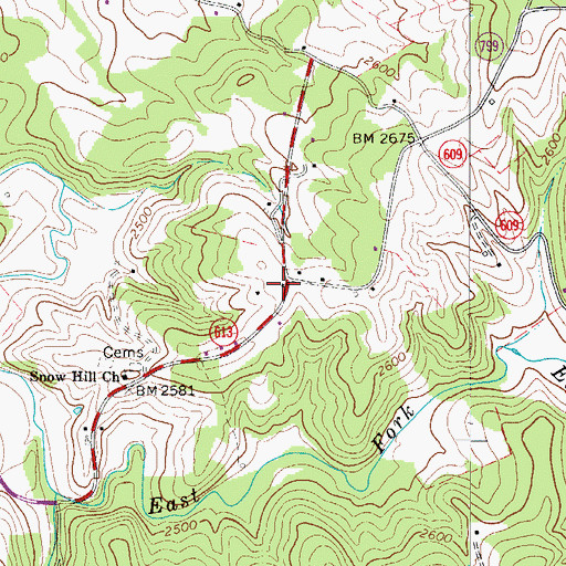 Topographic Map of Snow Hill School (historical), VA