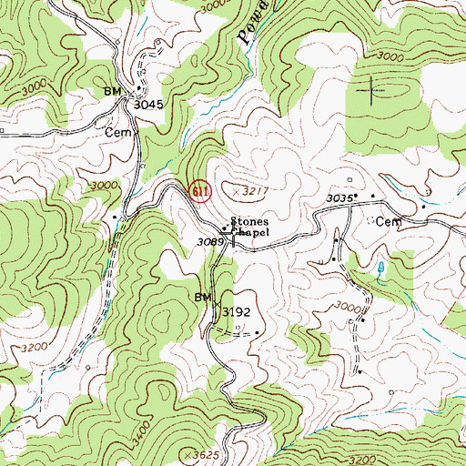 Topographic Map of Stone School (historical), VA