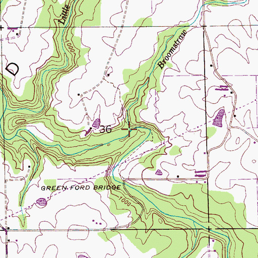 Topographic Map of Broomstraw Branch, AL