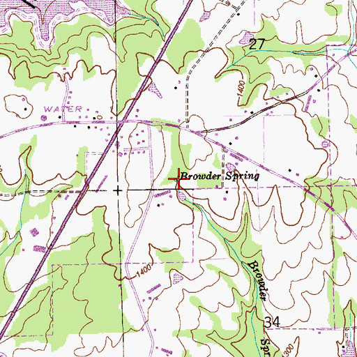 Topographic Map of Browder Spring, AL