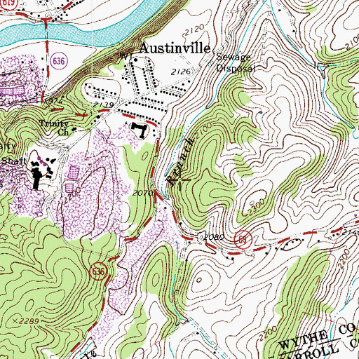 Topographic Map of Austinville Elementary School (historical), VA