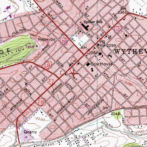 Topographic Map of Bethlehem Baptist Church, VA