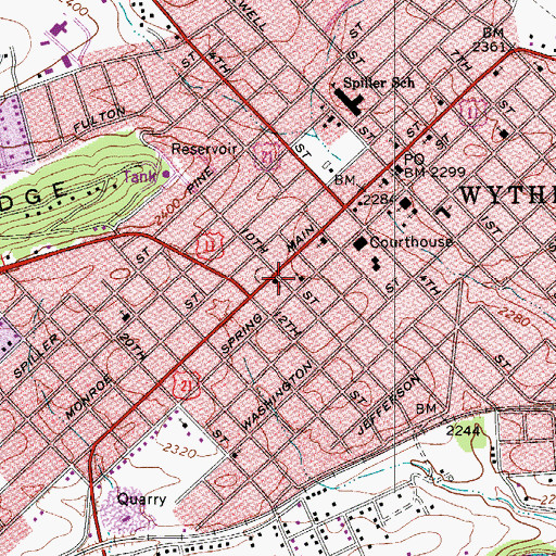 Topographic Map of First Christian Church, VA