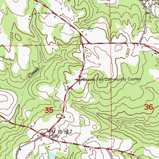 Topographic Map of Brown Fell Community Center, AL
