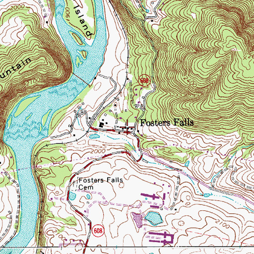 Topographic Map of Foster Falls United Methodist Church, VA