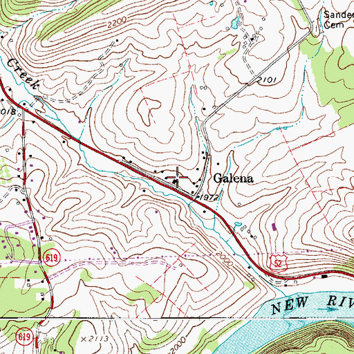 Topographic Map of Galena Presbyterian Church, VA
