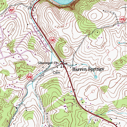 Topographic Map of Glenwood, VA