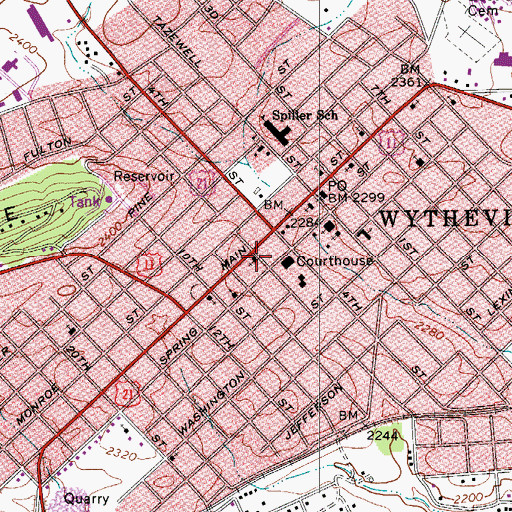 Topographic Map of Holy Trinity Lutheran Church, VA