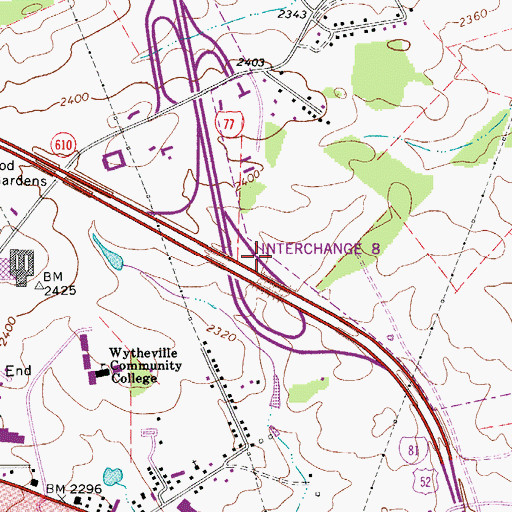 Topographic Map of Interchange 72, VA