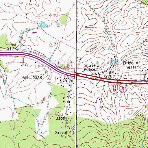 Topographic Map of Interchange 77, VA