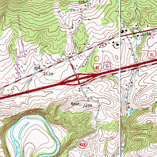 Topographic Map of Interchange 84, VA