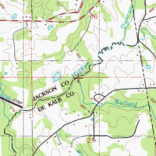 Topographic Map of Bullard Branch, AL