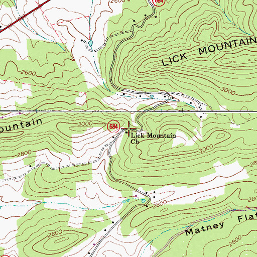 Topographic Map of Lick Mountain School (historical), VA