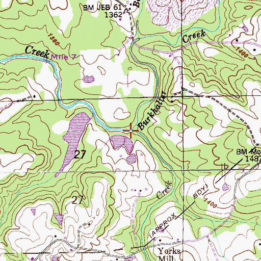 Topographic Map of Burkhalter Creek, AL