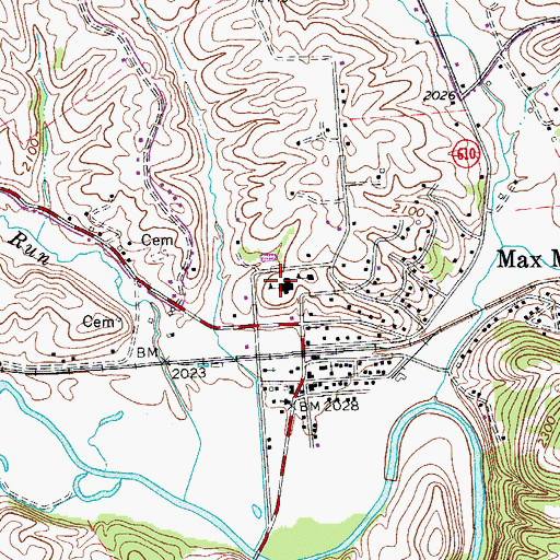 Topographic Map of Max Meadows Elementary School, VA