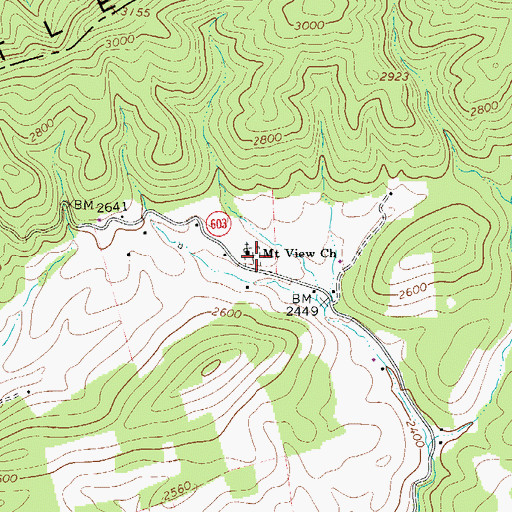 Topographic Map of Mountain View Cemetery, VA