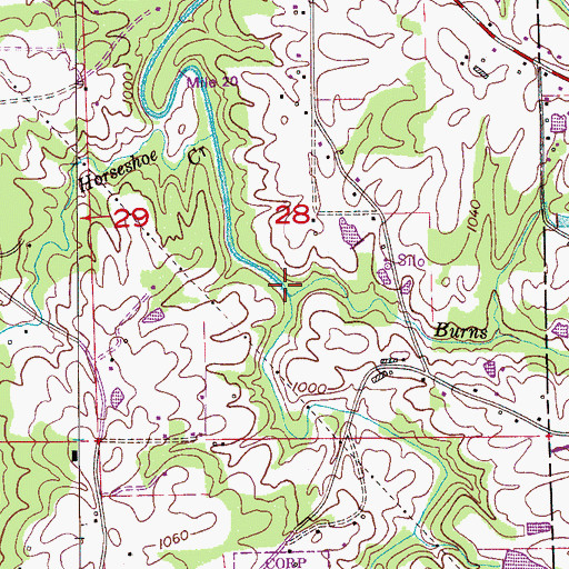 Topographic Map of Burns Branch, AL