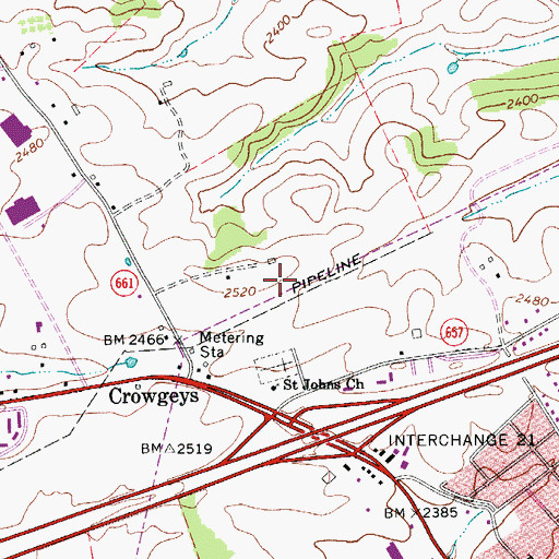 Topographic Map of Saint Johns Cemetery, VA