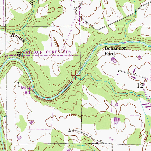 Topographic Map of Bynum Mill Branch, AL