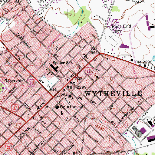 Topographic Map of Saint Johns Episcopal Church, VA
